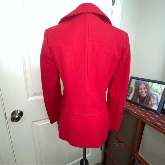 Banana Republic Red Double Breasted Short Italian Wool Coat Sz XS - Picture 9 of 17